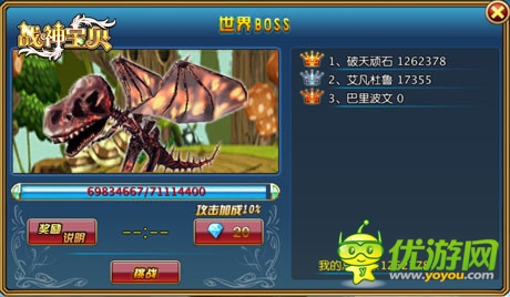 群毆敢不敢《戰(zhàn)神寶貝》首創(chuàng)天梯版世界Boss